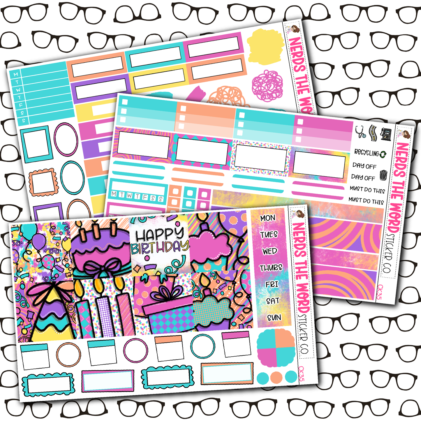 Girly Birthday Monthly, Weekly and or Journaling Sticker Kit
