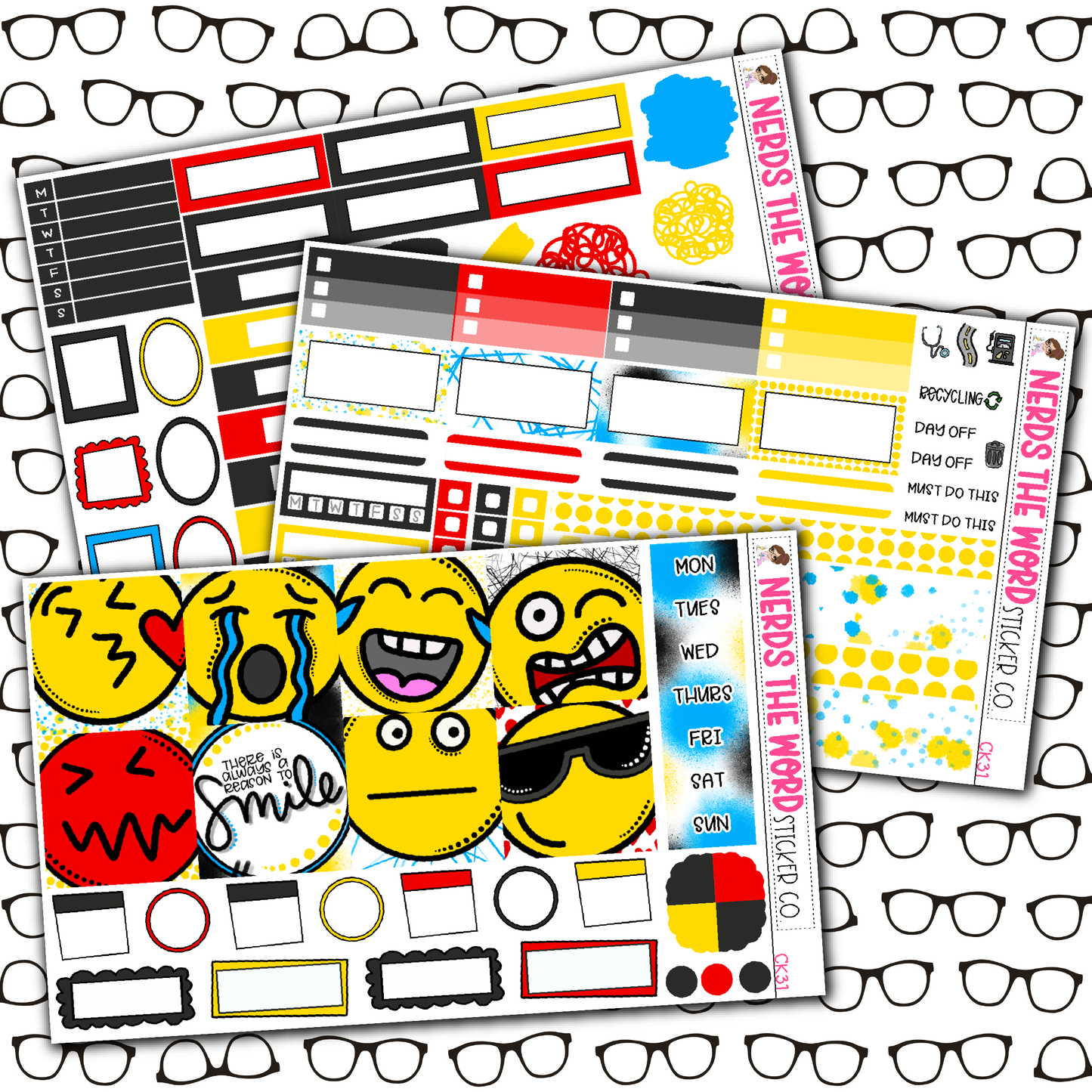 Faces Monthly, Weekly and or Journaling Sticker Kit