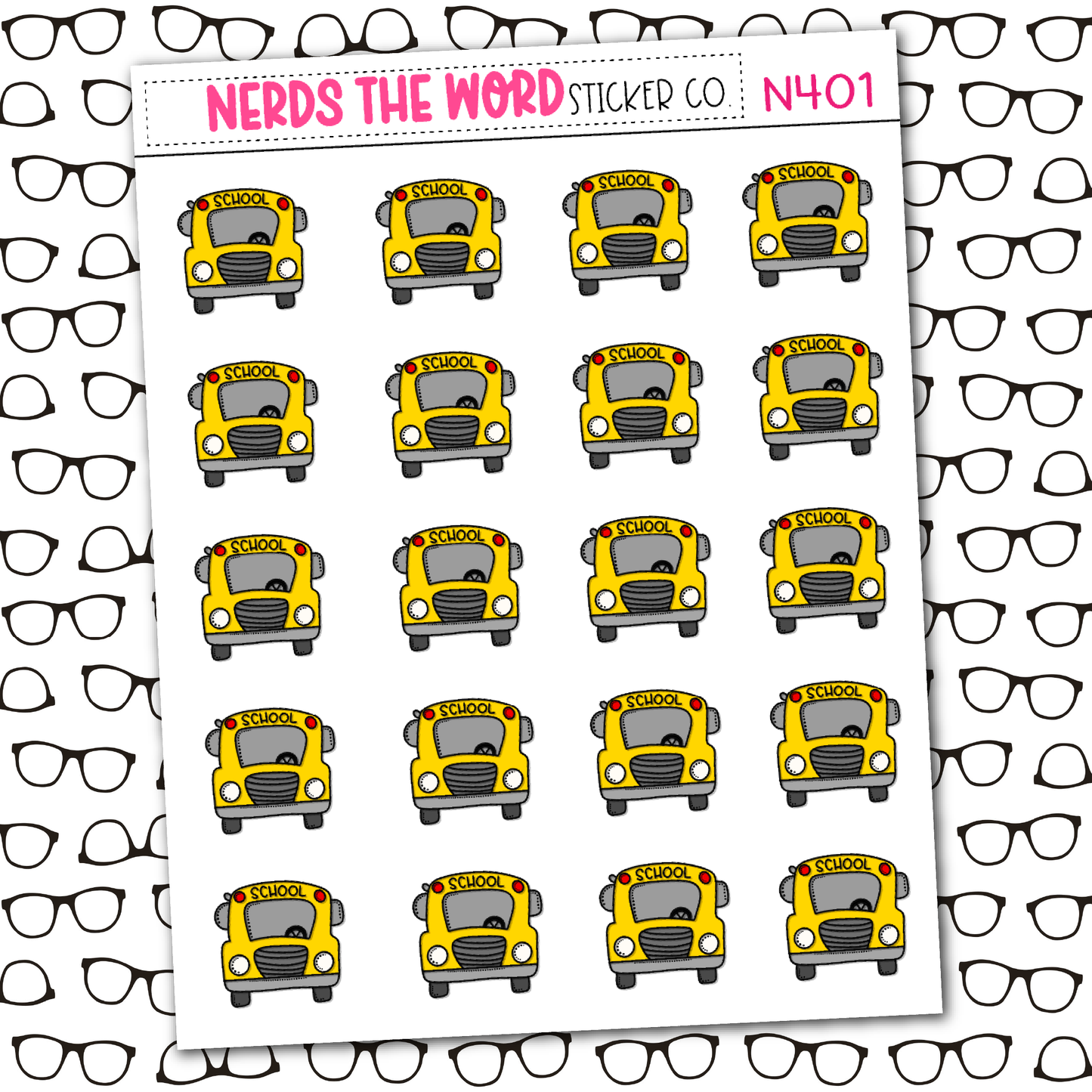 School Bus Icon Sticker Sheet