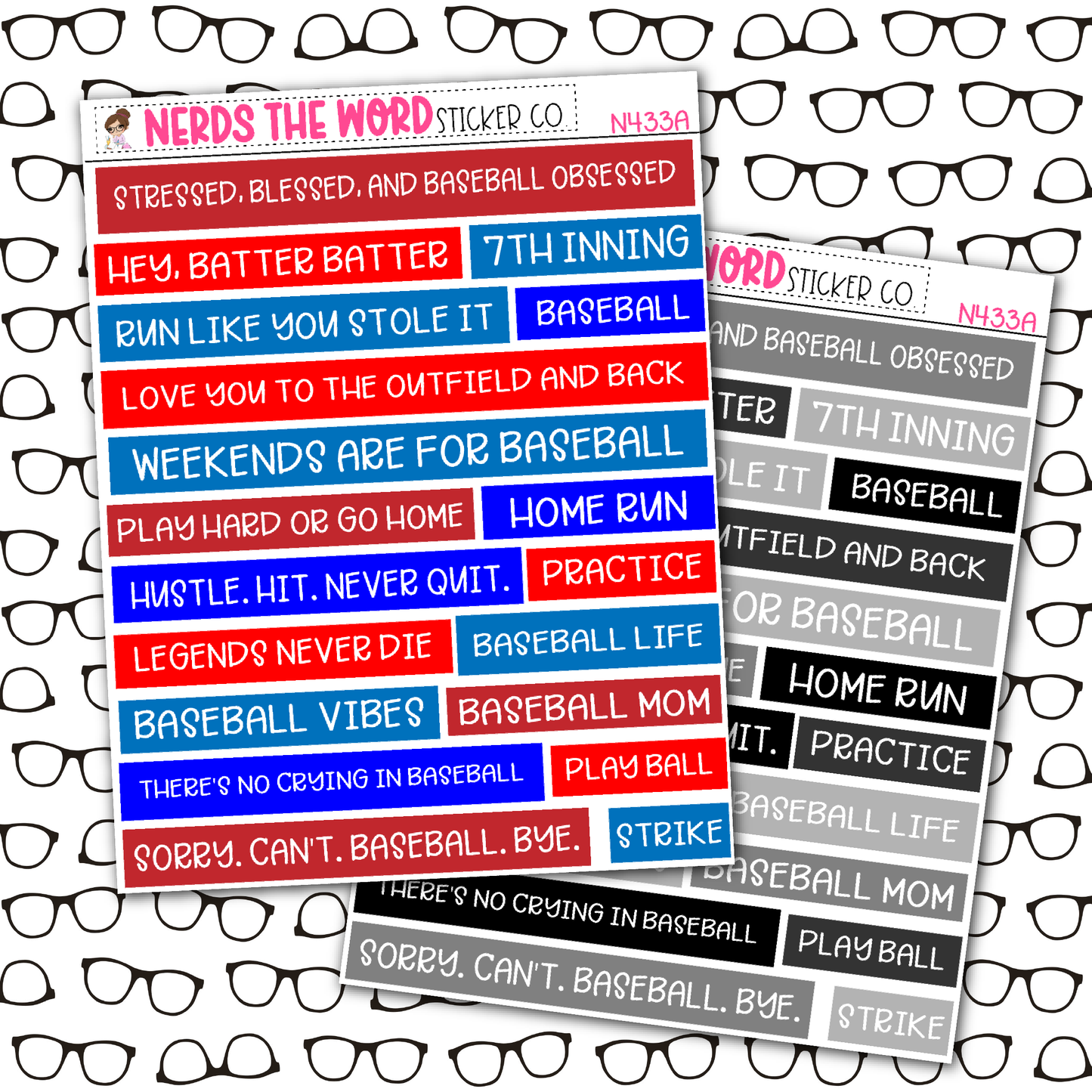 Baseball Quote Bar Sticker Sheet