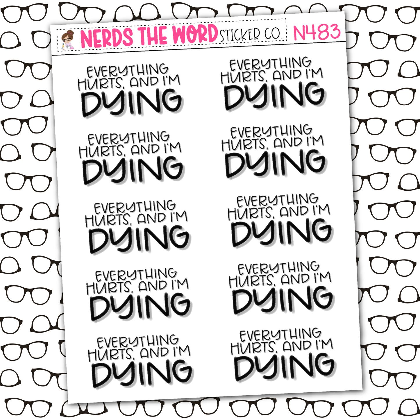 Dying Sticker Sheet