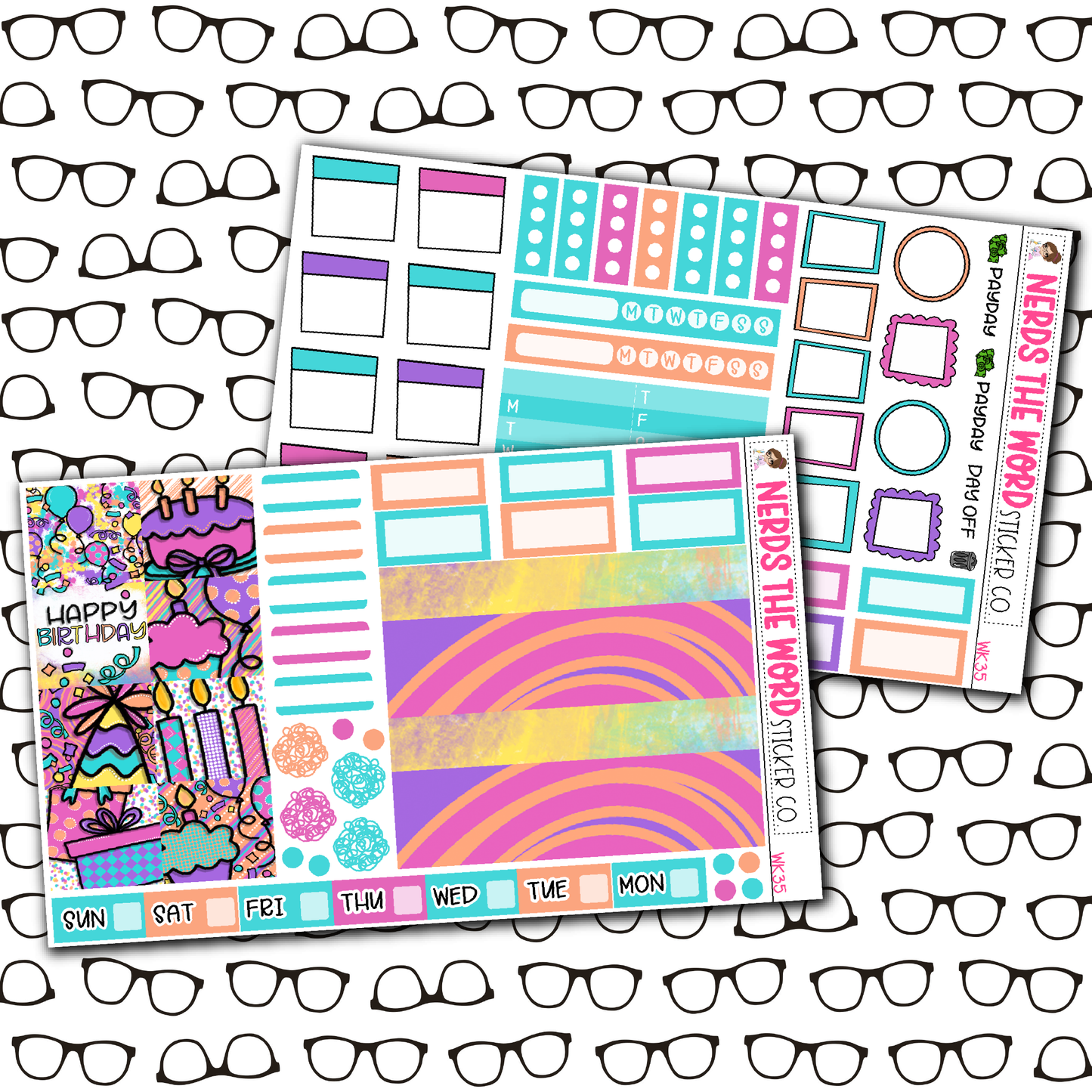Girly Birthday Monthly, Weekly and or Journaling Sticker Kit