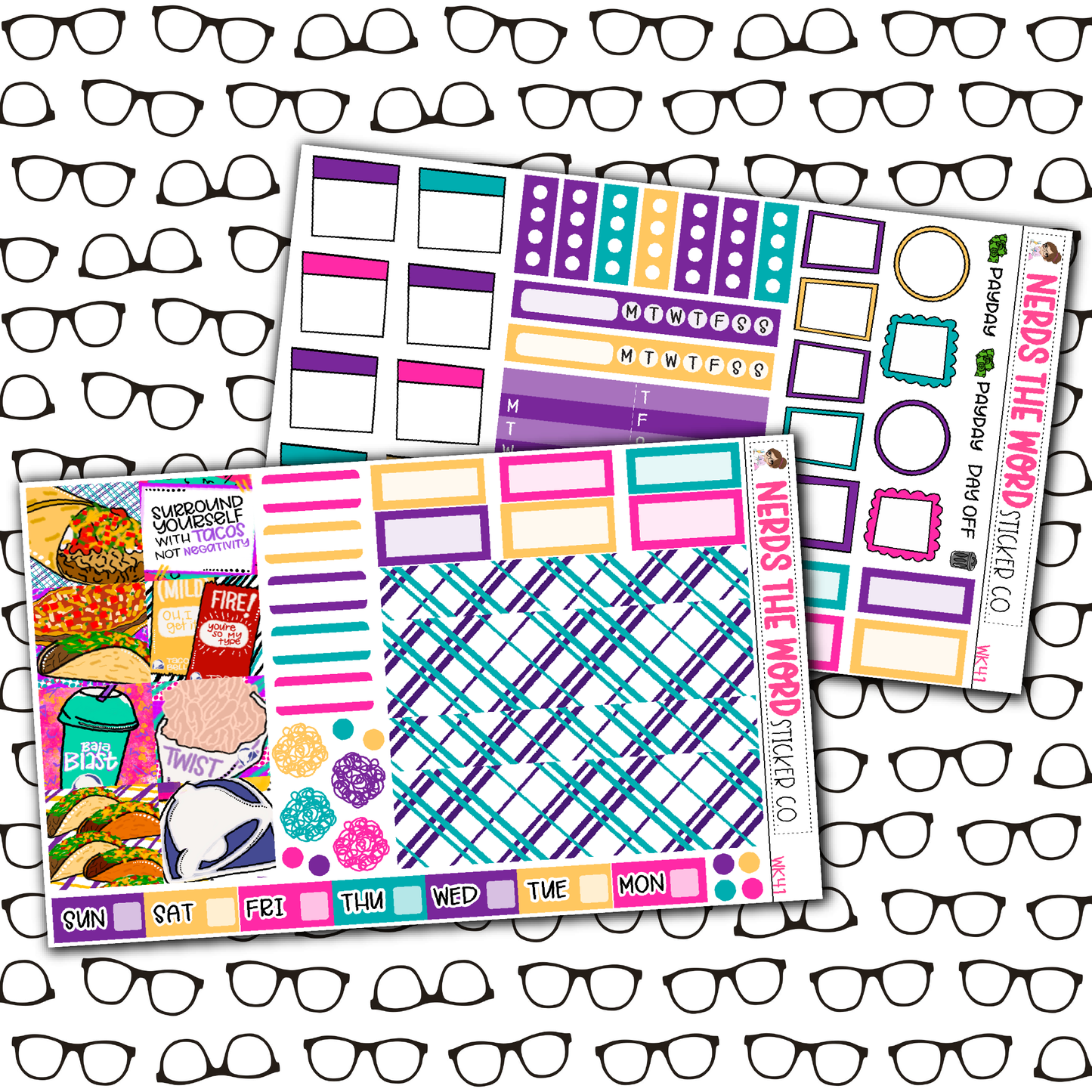 Tacos Monthly, Weekly and or Journaling Sticker Kit