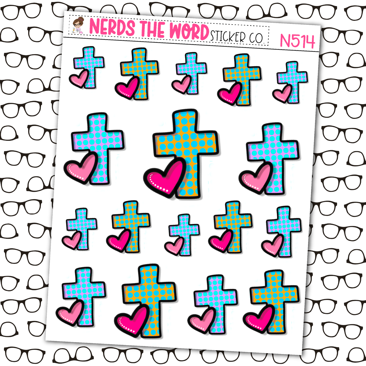 Cross Heart Doodles Sticker Sheet