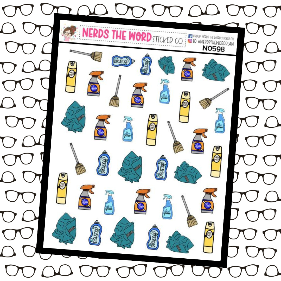 Cleaning Icon Mixed Sticker Sheet