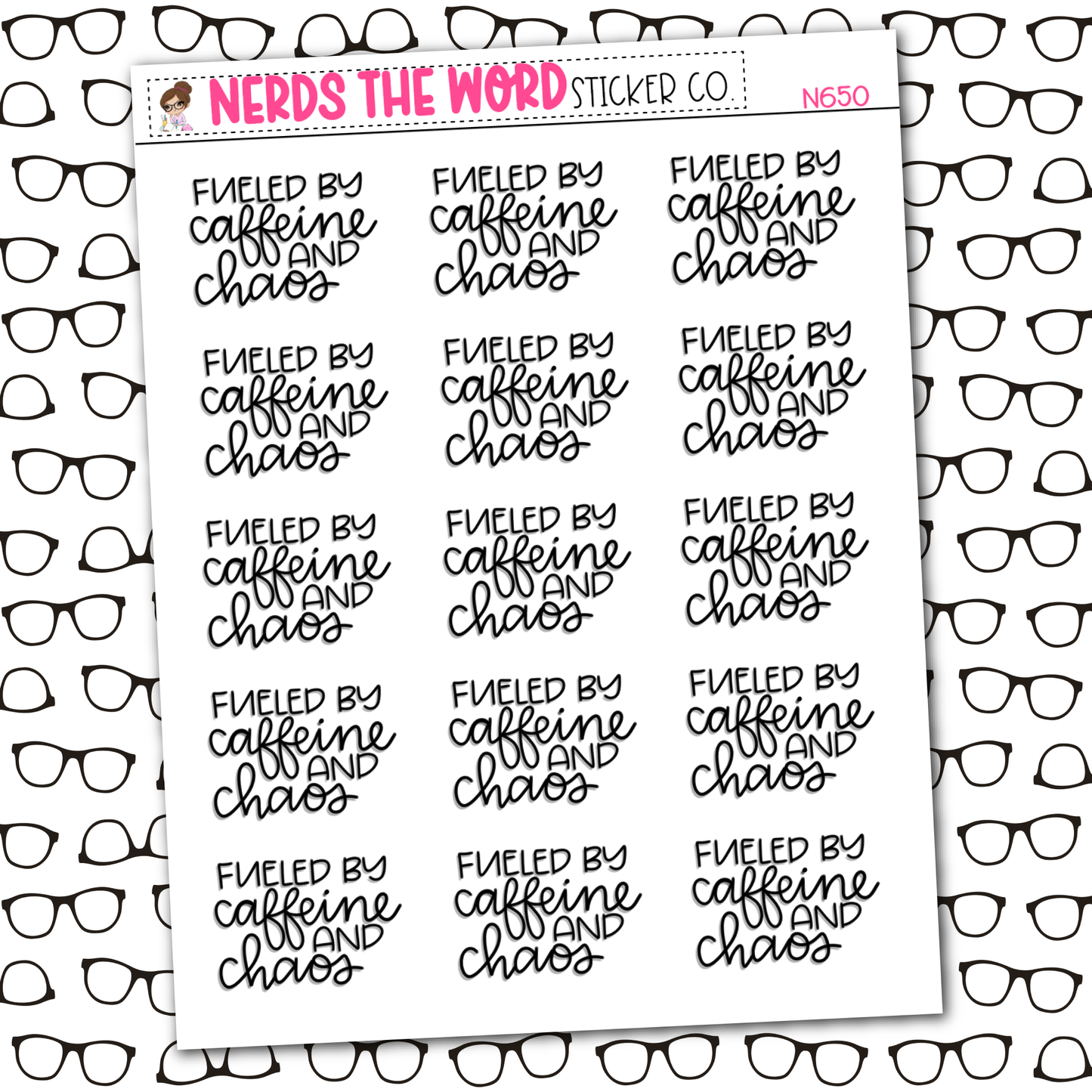 Fueled by Caffeine and Chaos Sticker Sheet