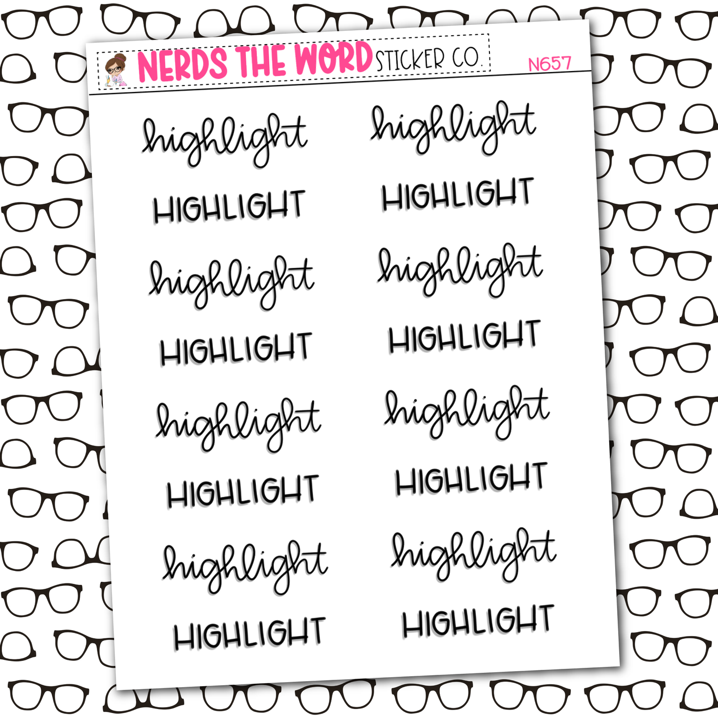 Highlight Hand Lettering Sticker Sheet