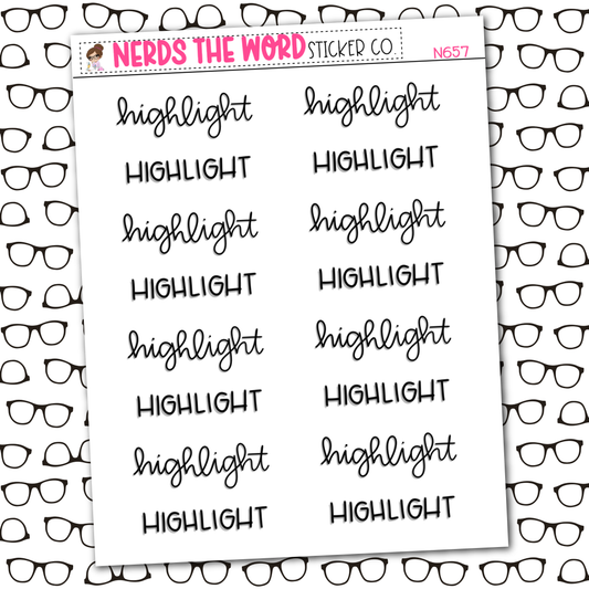 Highlight Hand Lettering Sticker Sheet