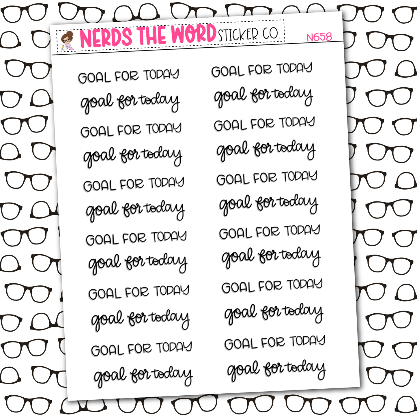 Goal for Today Hand Lettering Sticker Sheet