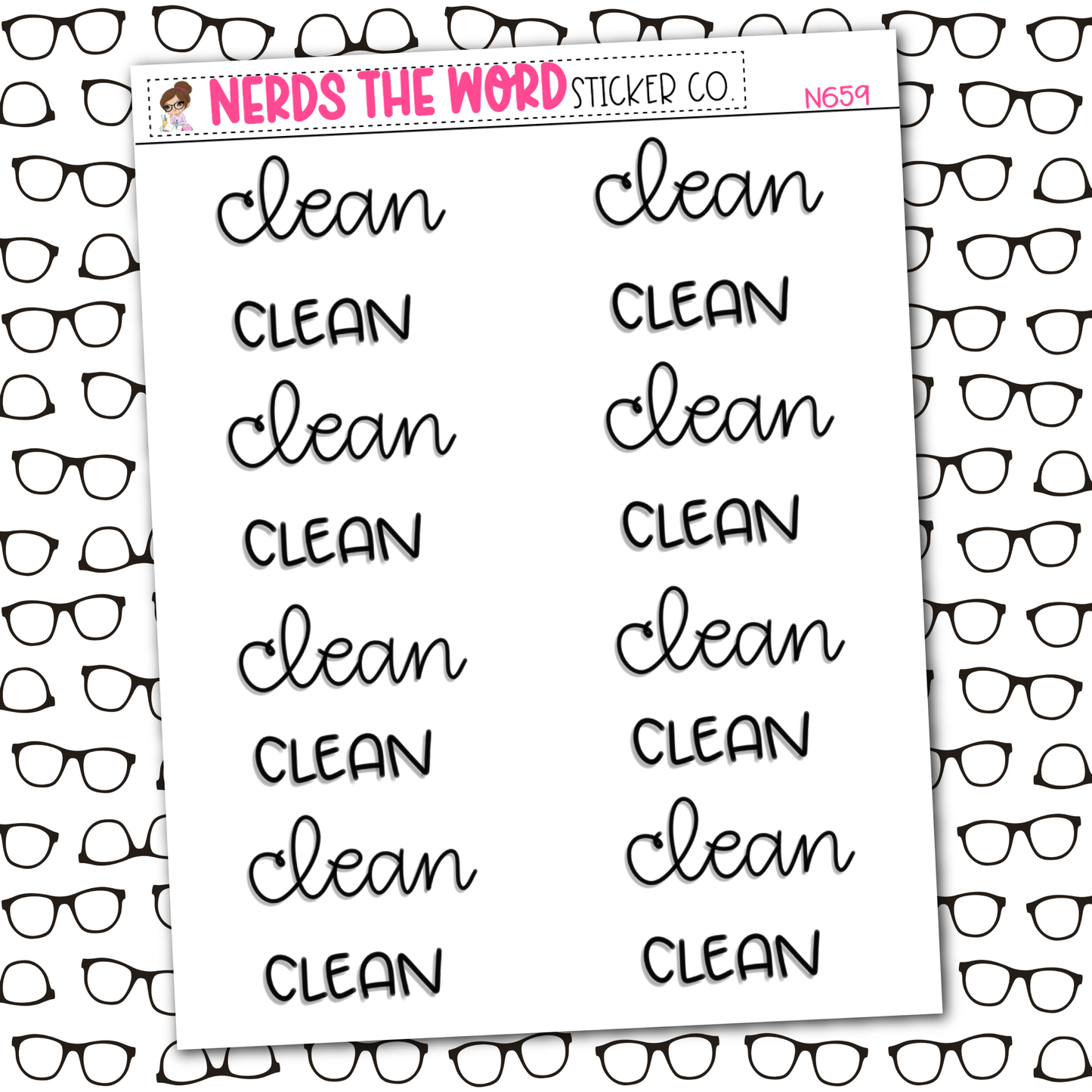 Clean Hand Lettering Sticker Sheet