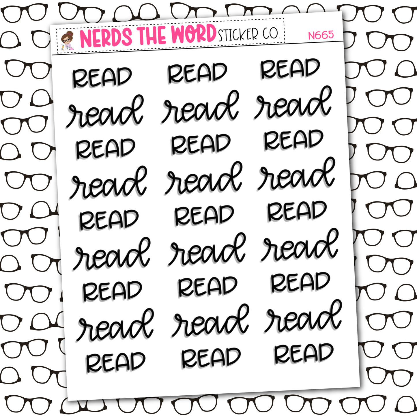 Read Hand Lettering Sticker Sheet