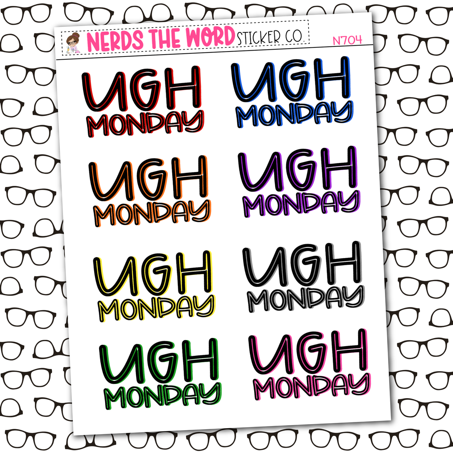 Ugh Monday Hand Lettering Sticker Sheet
