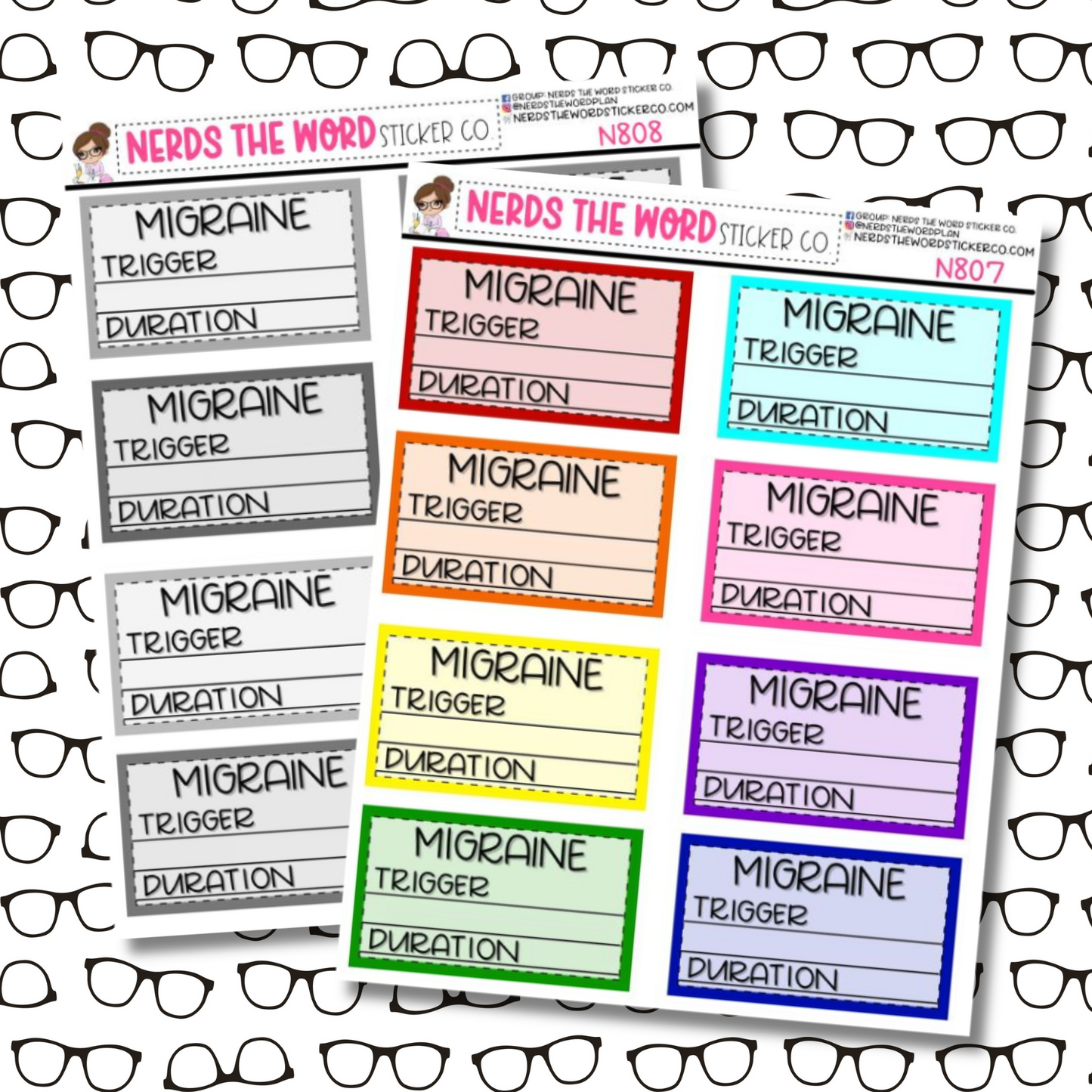 Migraine Tracking Sticker Sheet