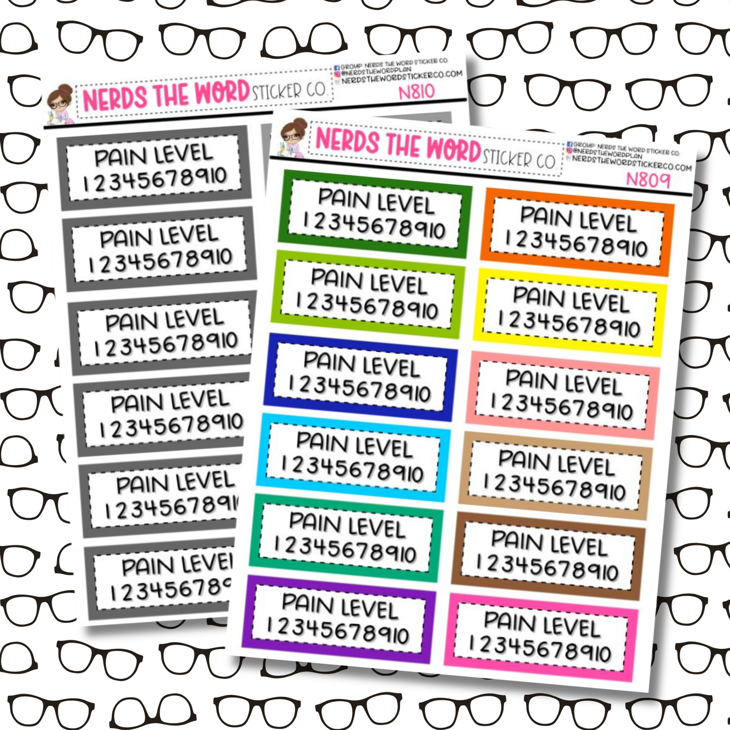 Pain Level Tracking Sticker Sheet