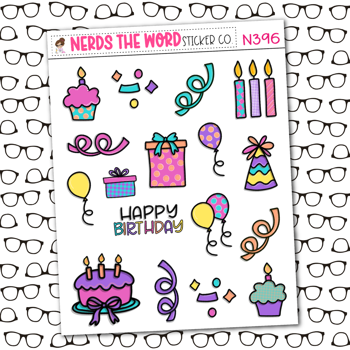 Girly Birthday Monthly, Weekly and or Journaling Sticker Kit