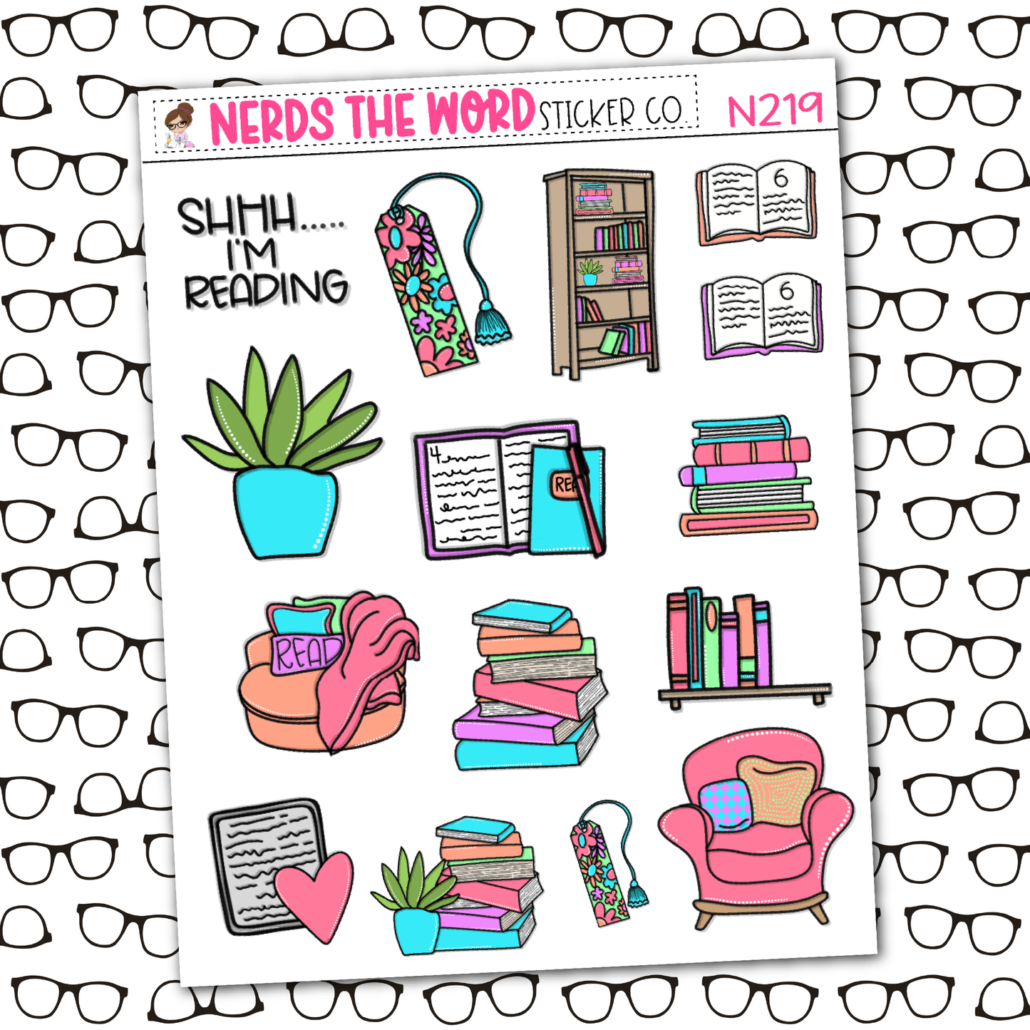 Shhhh I'm Reading Monthly, Weekly and or Journaling Sticker Kit