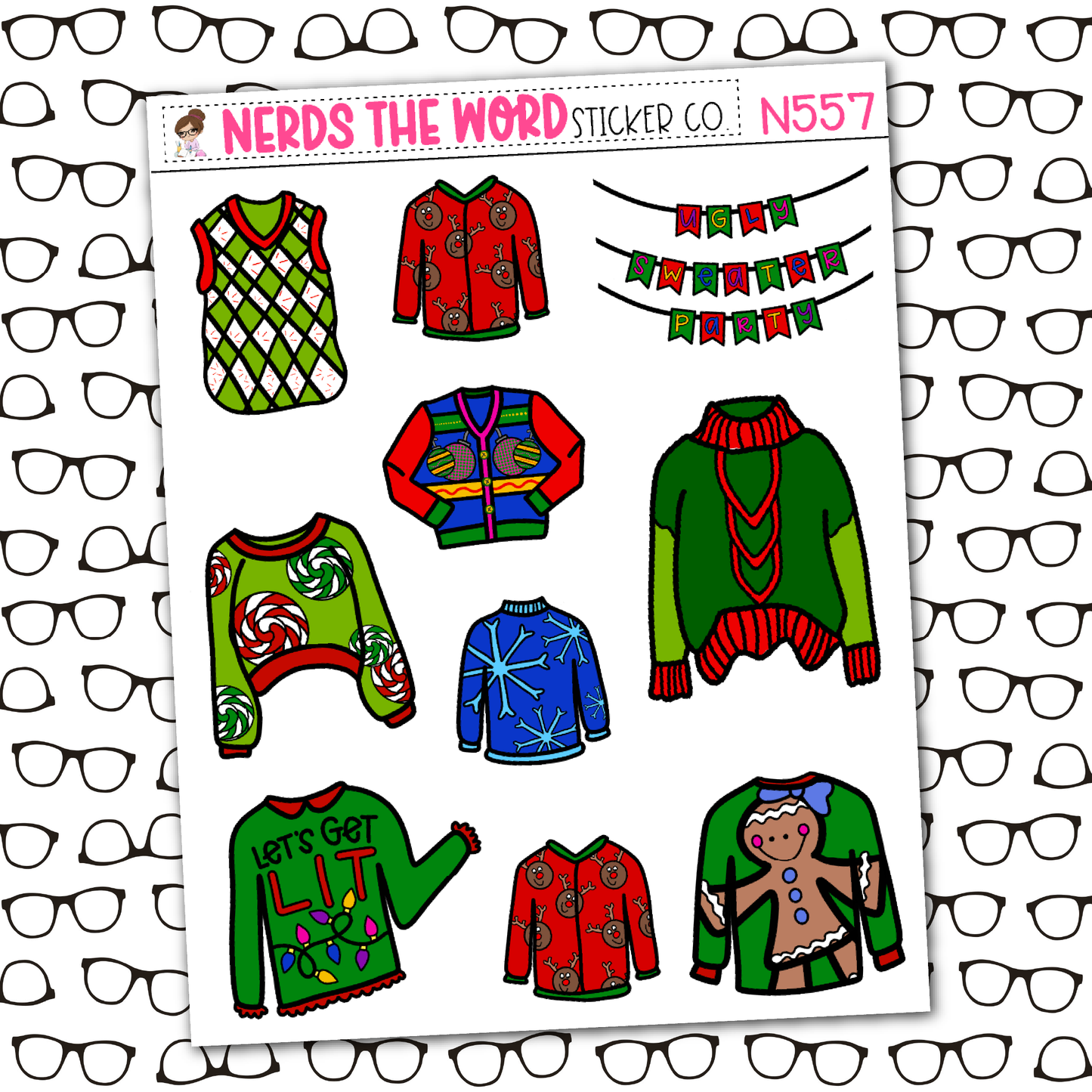 Ugly Sweater Monthly, Weekly and or Journaling Sticker Kit