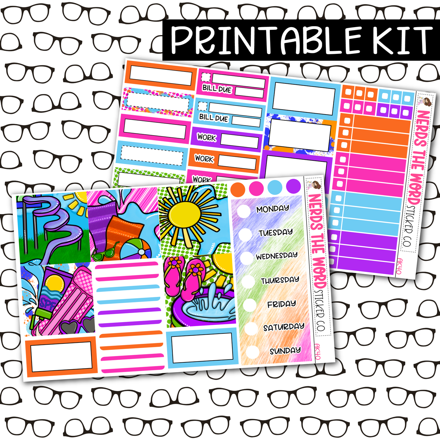 PRINTABLE Water Park Weekly Kit - Choose your Size