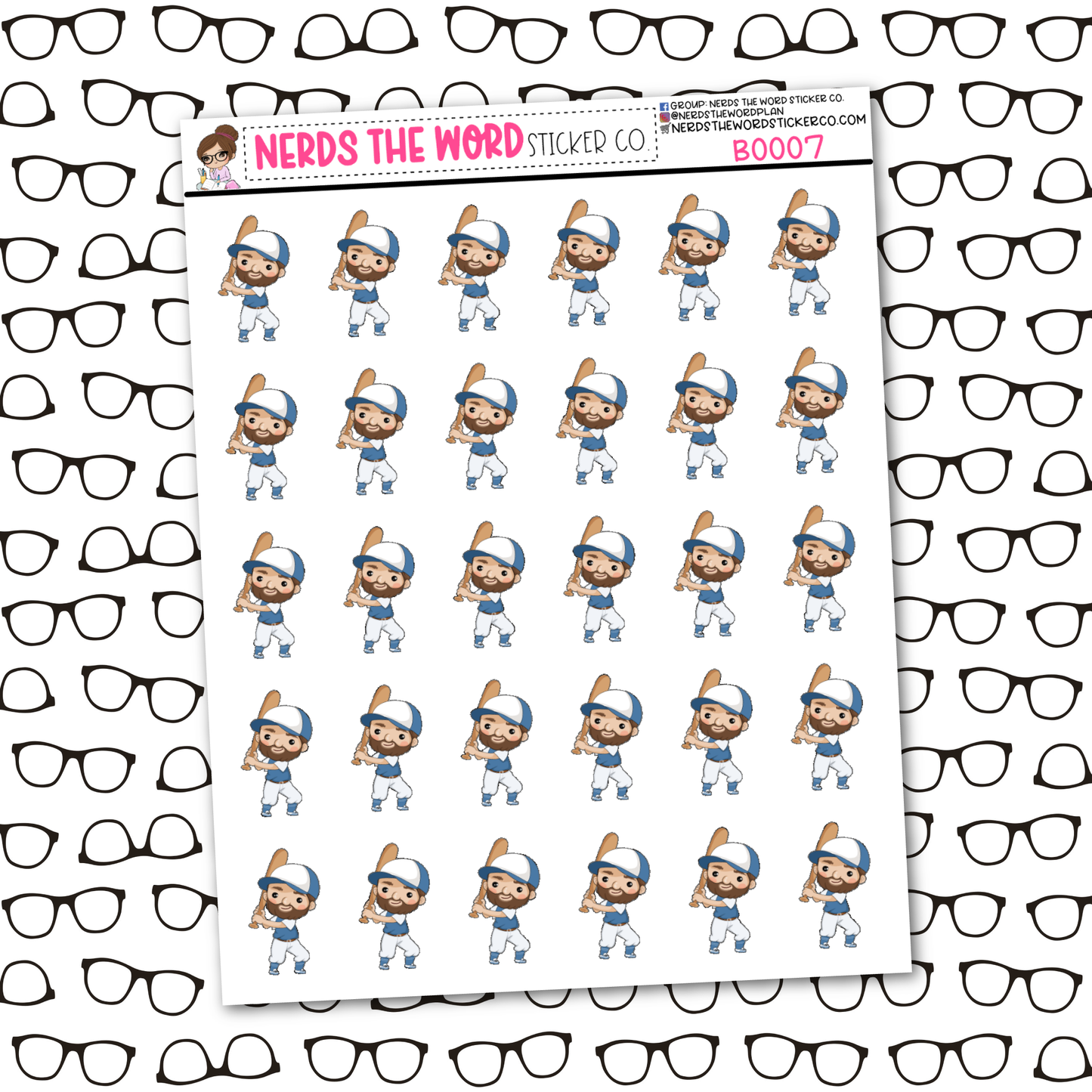 Bill plays Baseball Sticker Sheet