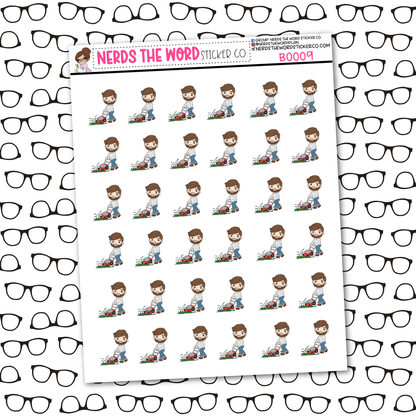 Bill Cuts the Grass Sticker Sheet