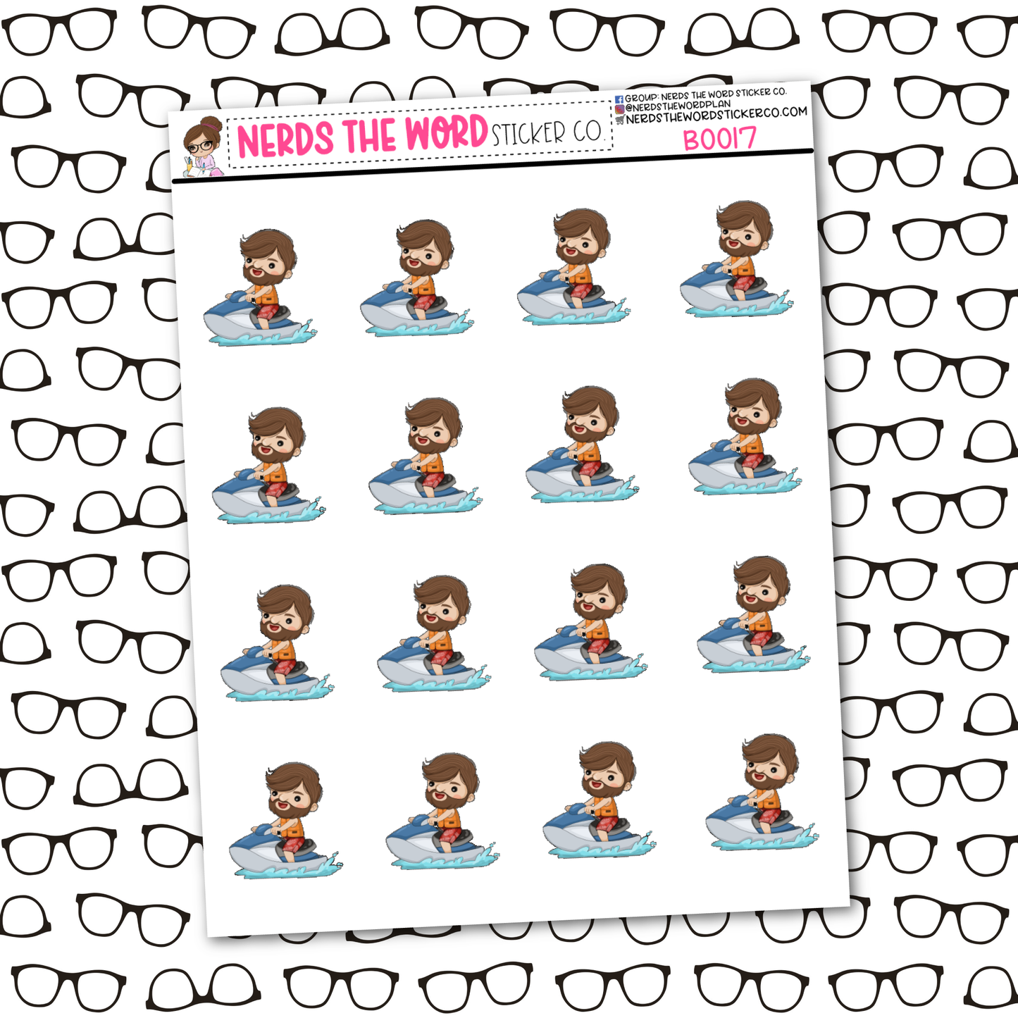 Bill Jet Sking Sticker Sheet