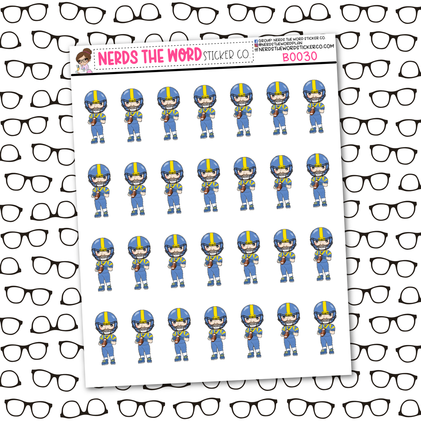 Bill plays Football Sticker Sheet