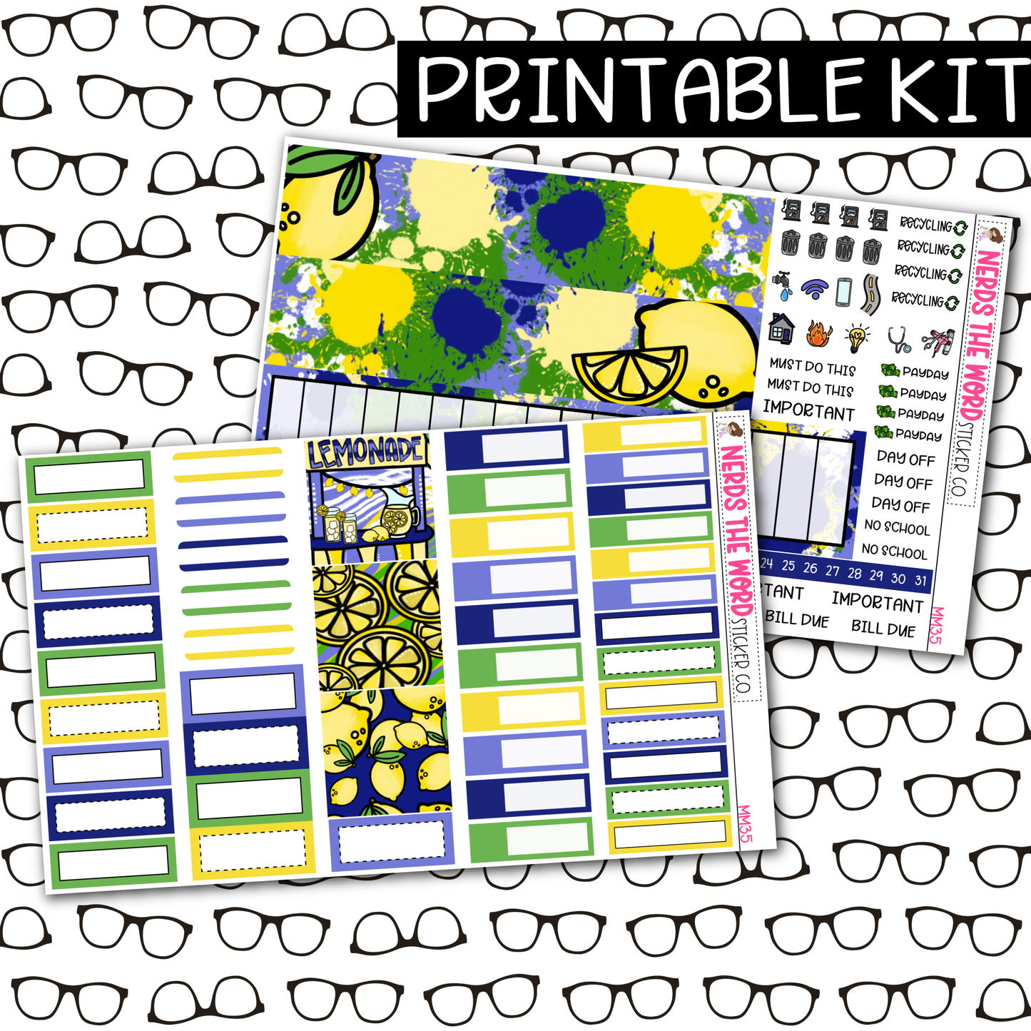 PRINTABLE Lemonade Monthly Kit - Choose your Size