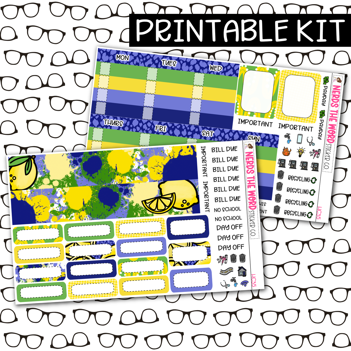 PRINTABLE Lemonade Monthly Kit - Choose your Size