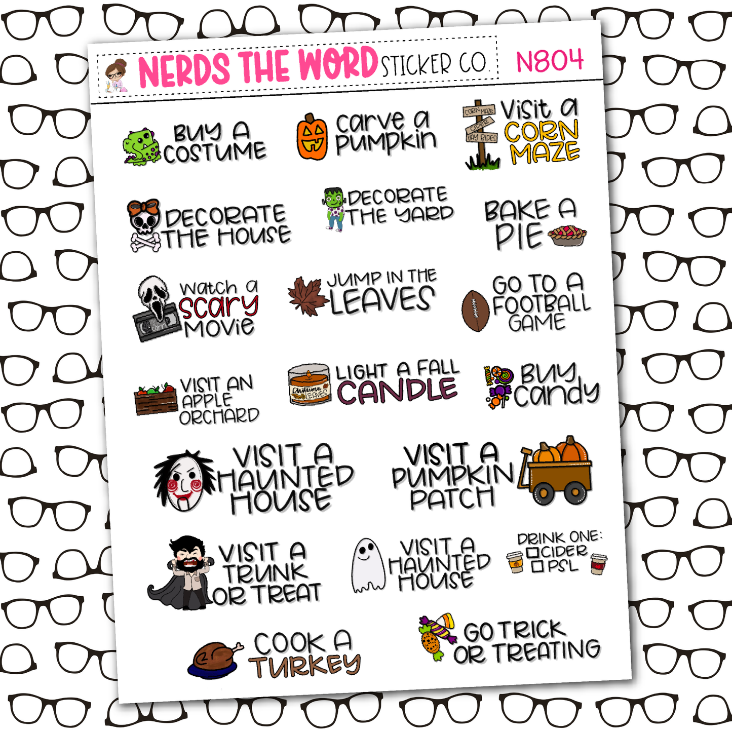 Halloween/Fall Bucket List Sticker Sheet