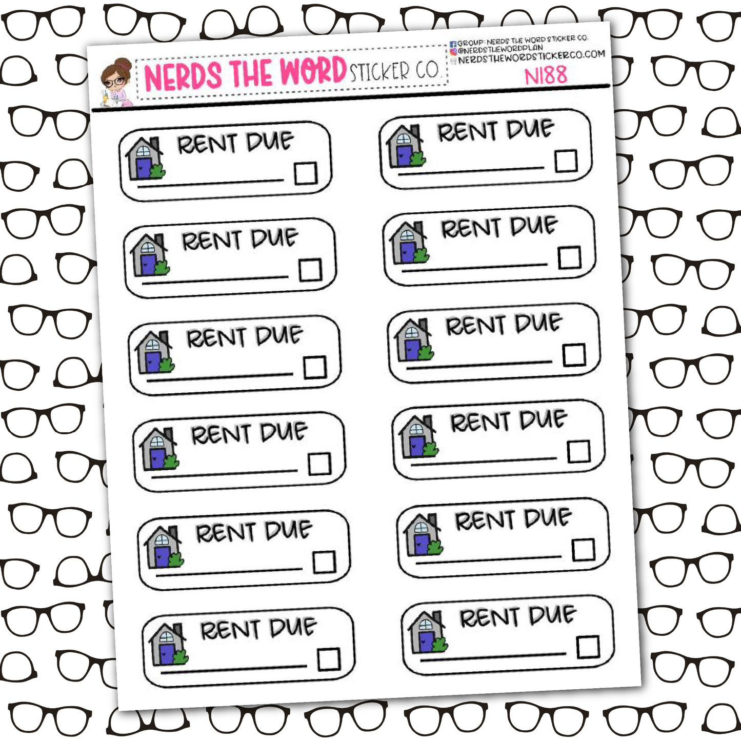 Rent Due Sticker Sheet