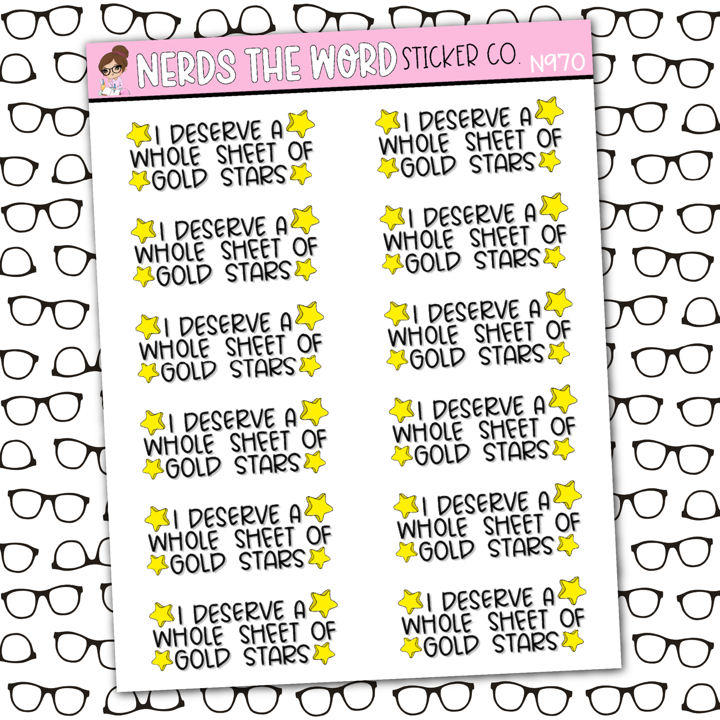 Whole Sheet of GOLD Stars Sticker Sheet