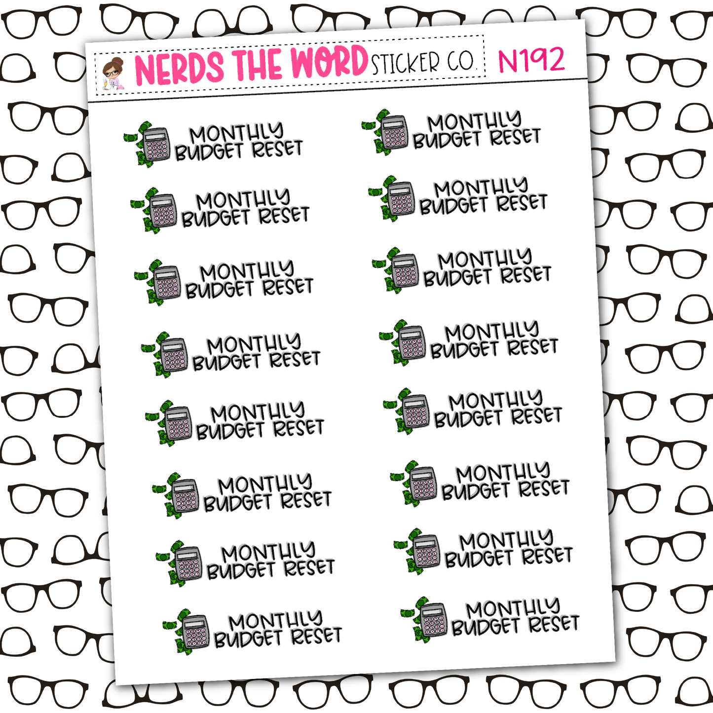 Monthly Budget Reset Sticker Sheet