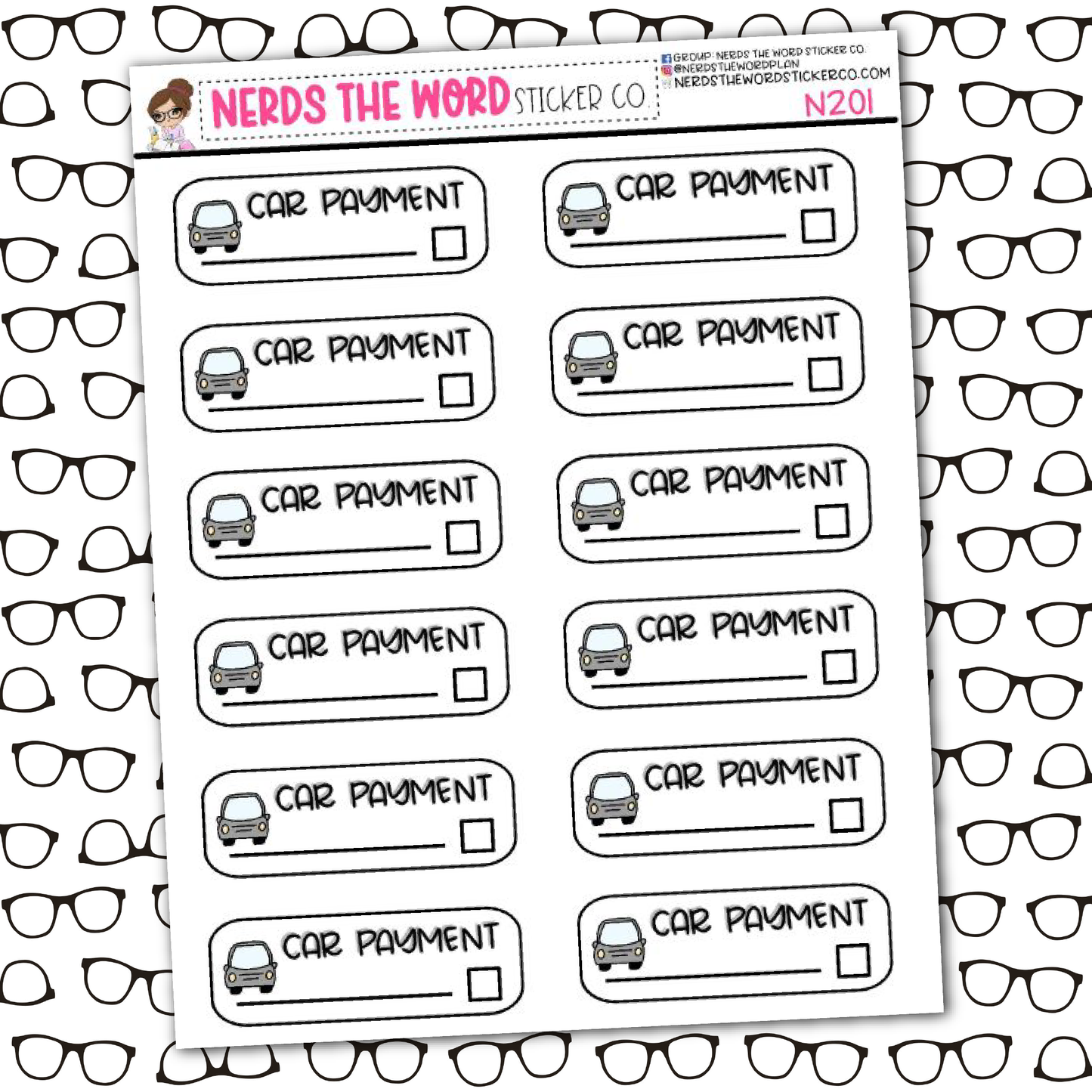 Car Payment Sticker Sheet