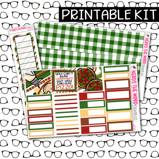 PRINTABLE Pizza Party Monthly Kit - Choose your Size