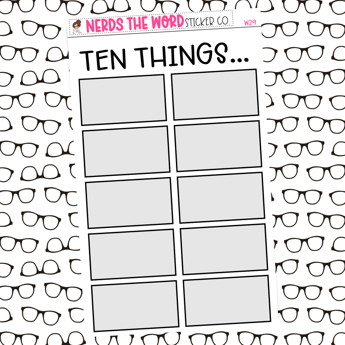 Ten Things Sticker Sheet