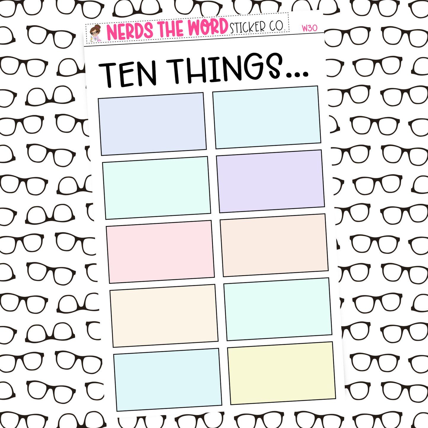 Ten Things Sticker Sheet