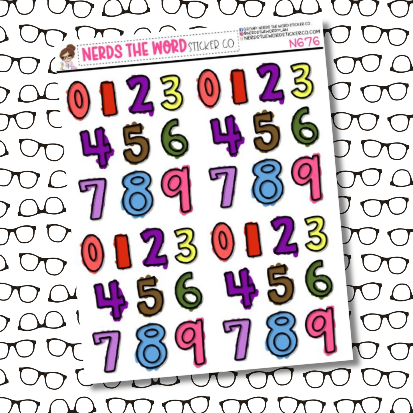 Nerdettes Numbers Sticker Sheet - Nerdette Collection
