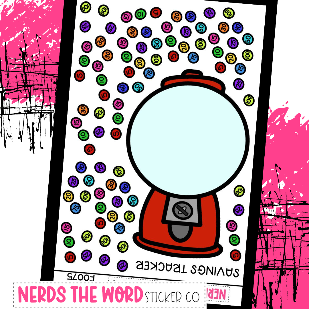 Bubble Gum Savings Tracker Full Sheet Sticker