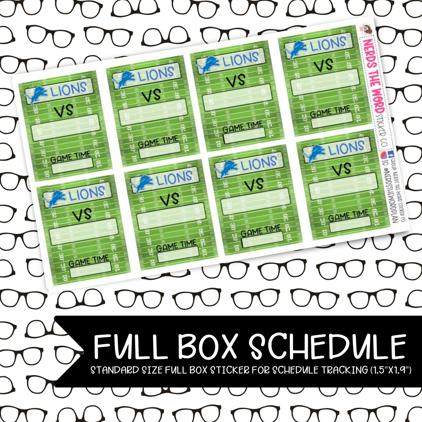 Custom Football FULL BOX Game Tracker Stickers