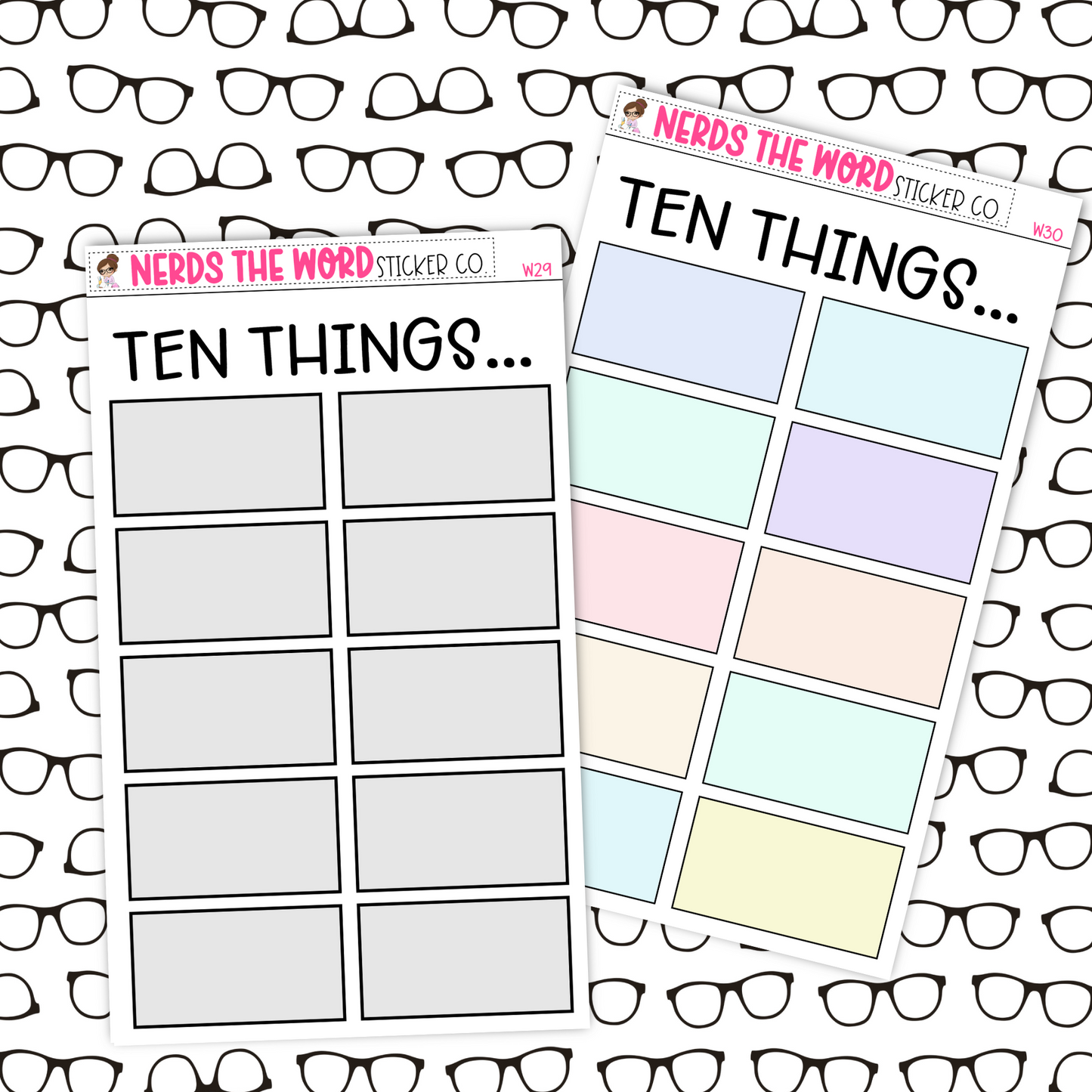 FULL SHEET Ten Things Sticker Sheet