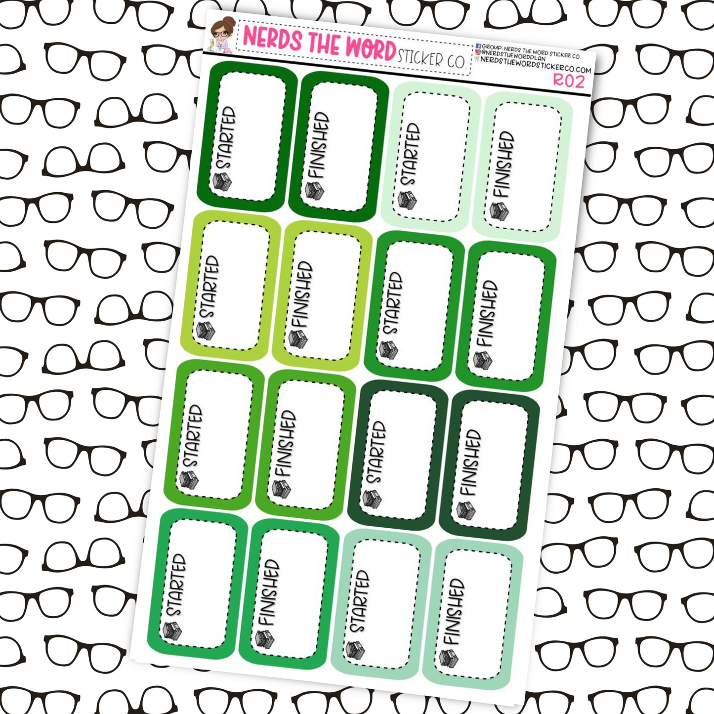 Started/Finished Reading Tracker Box Stickers