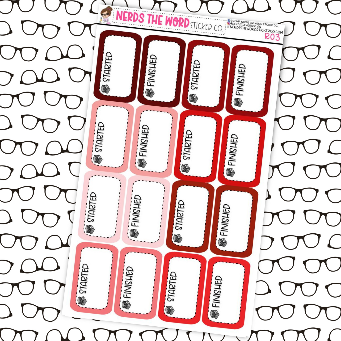 Started/Finished Reading Tracker Box Stickers