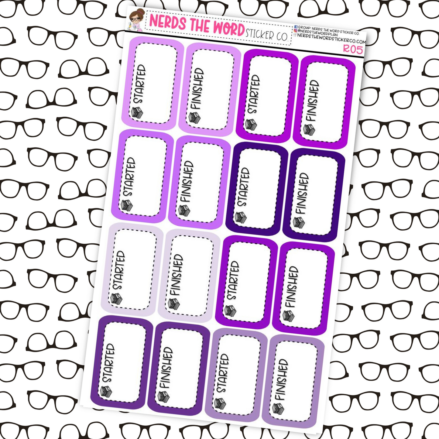 Started/Finished Reading Tracker Box Stickers