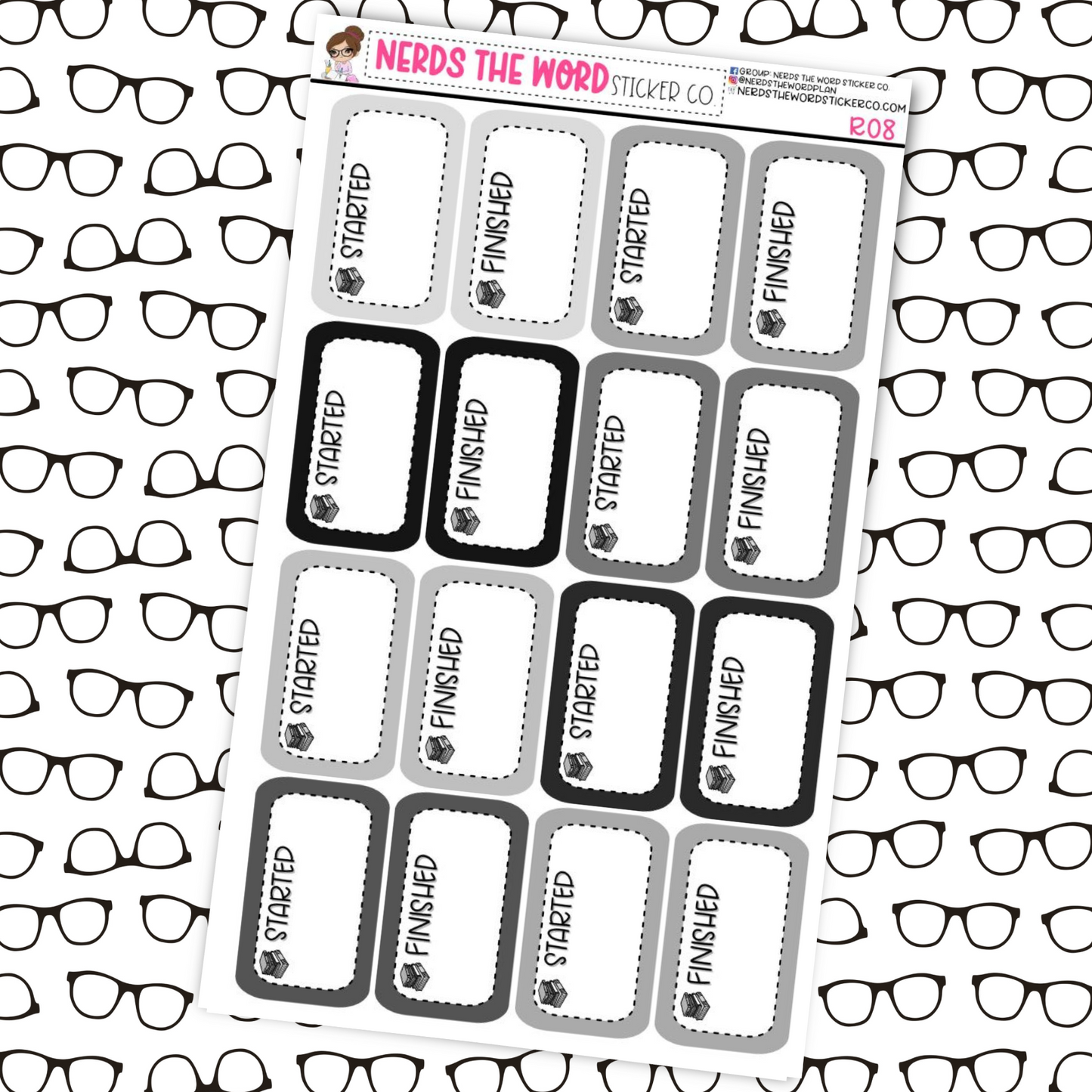 Started/Finished Reading Tracker Box Stickers
