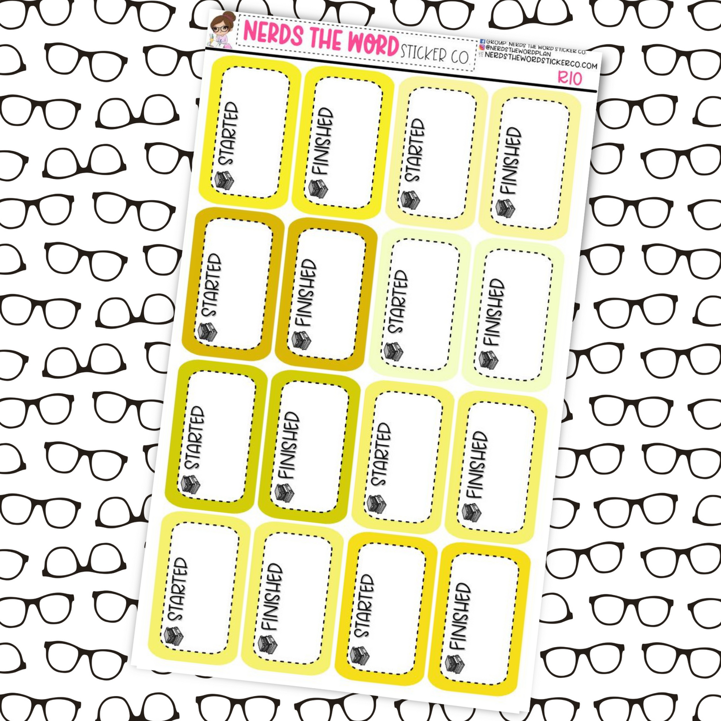 Started/Finished Reading Tracker Box Stickers