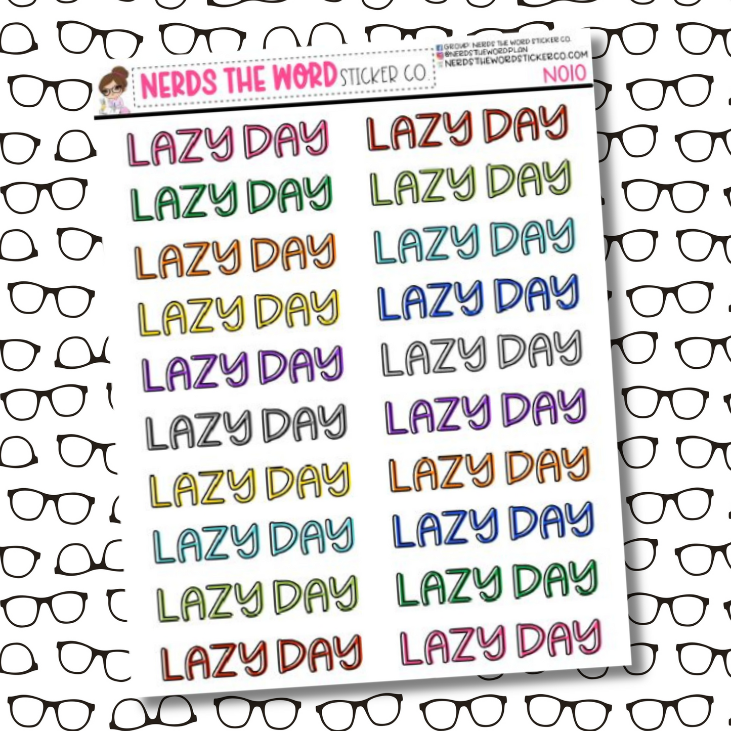 Lazy Day Rainbow Sticker Sheet