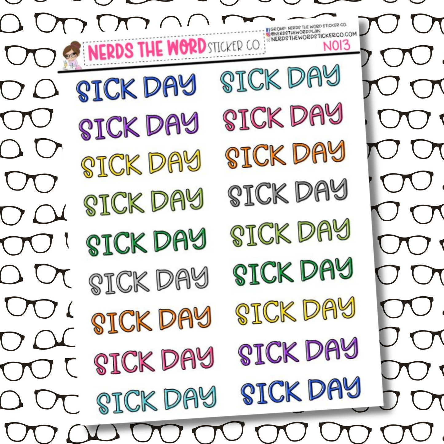 Sick Day Rainbow Sticker Sheet