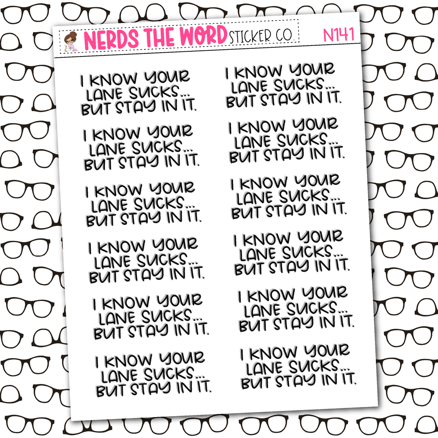 Lane Sucks Sticker Sheet