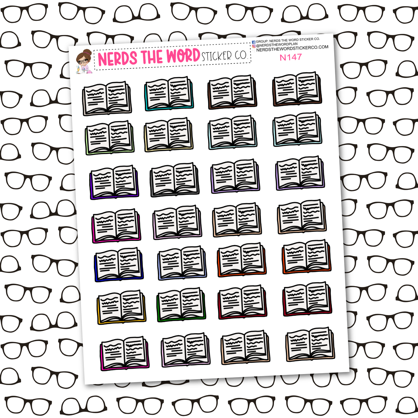 Open Book Icon Sticker Sheet