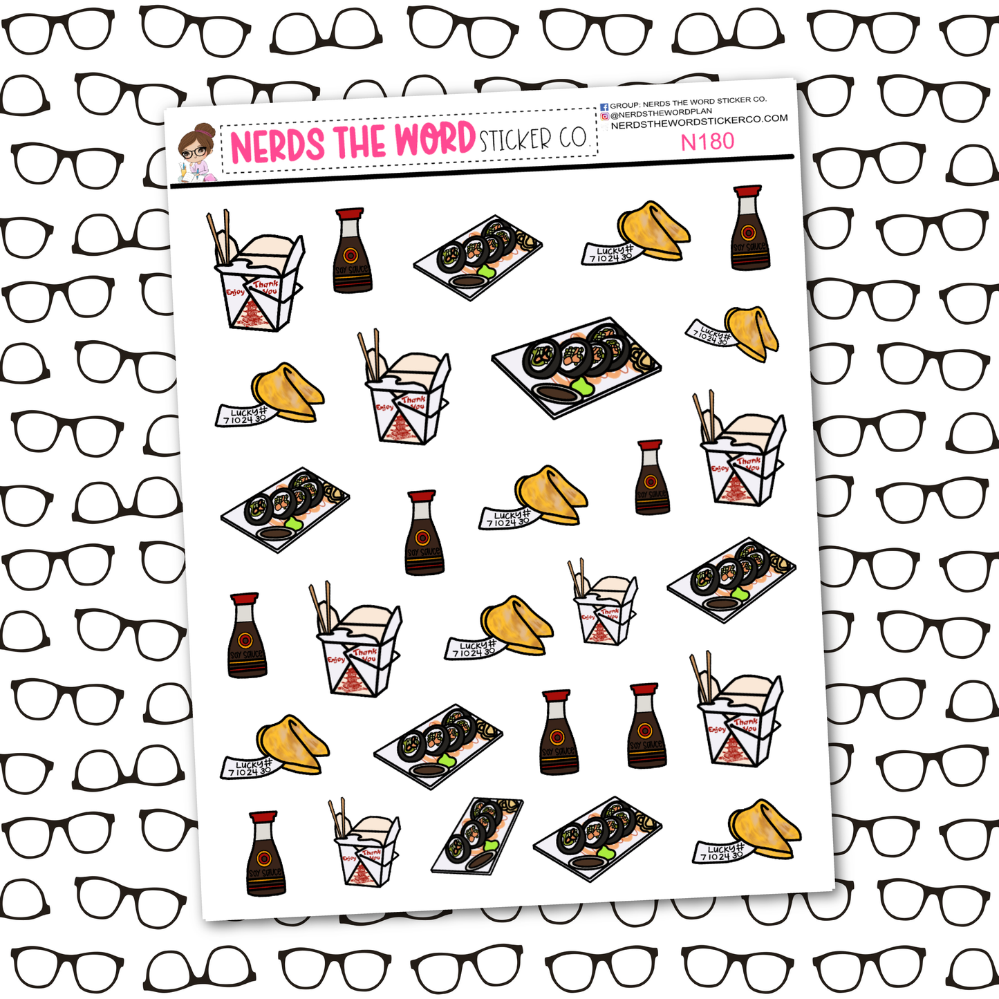 Sushi Night Icon Sticker Sheet